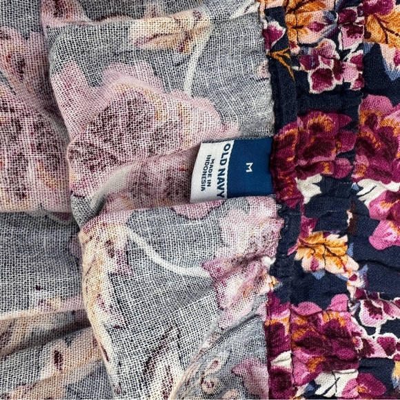 Old Navy | Floral Maxi Dress | Black and Pink Linen Blend Dress - Picture 9 of 12